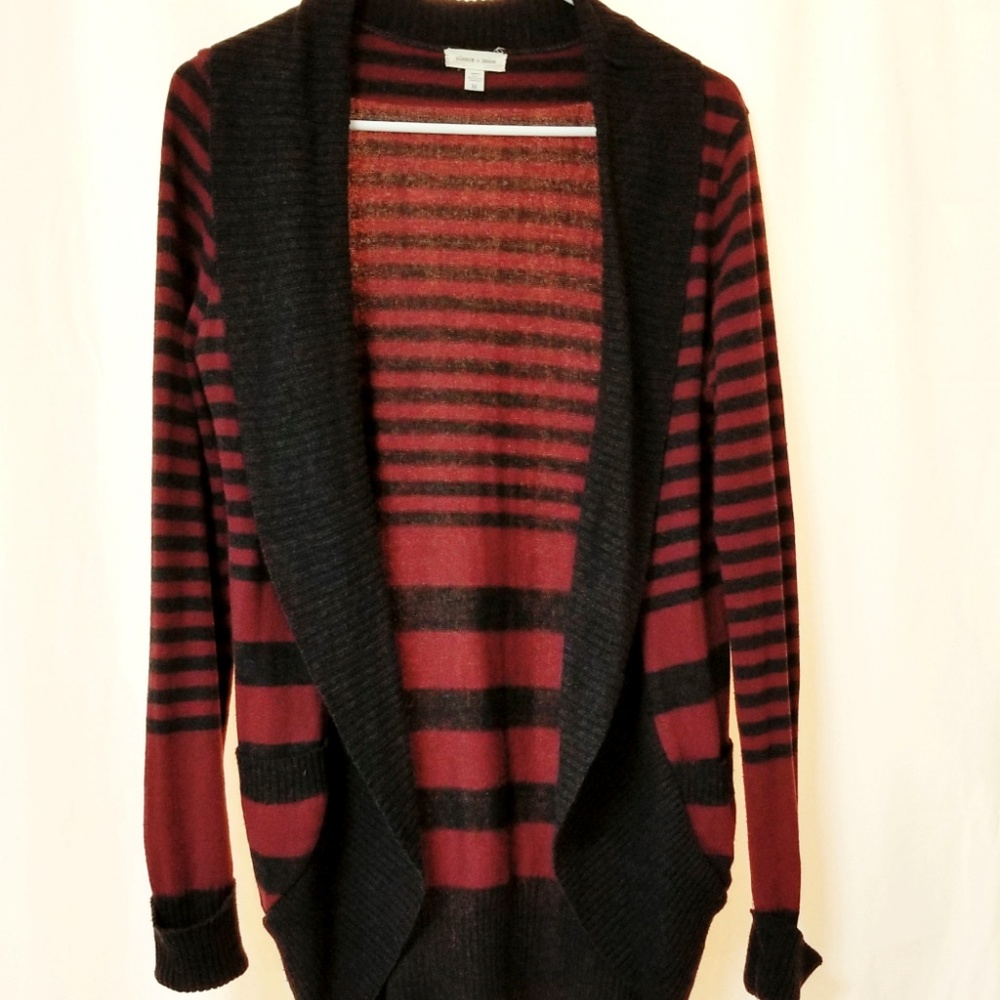 Cardigan Rayé Noir Et Gris A.n.a - Taille S Femme, Neuf Sans étiquettes